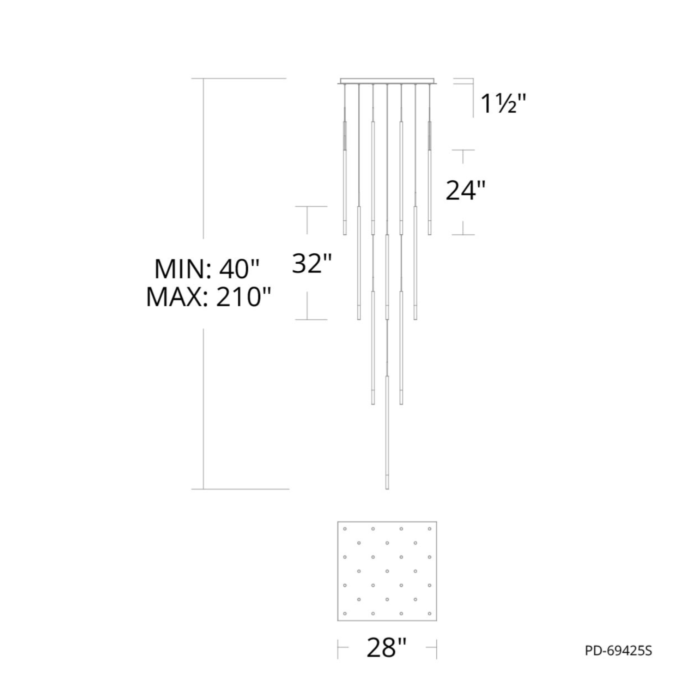 WAC PD-69425S-BK Viggo Square Multi Light 4CCT 