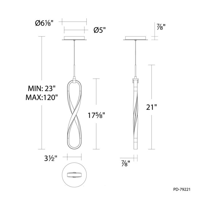 WAC PD-79221-BK Marise Mini Pendant 3000K - Black Finish Sconce