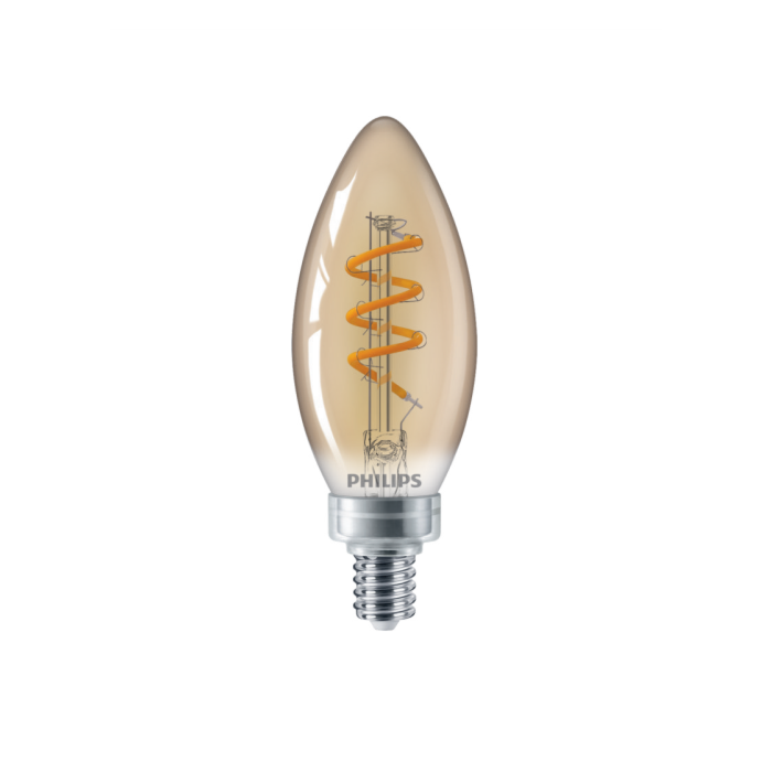 Philips 565804 Dimmable B11 LED Bulb - 3.5B11/VIN/820/E12/Amber/G/SP D 4/2PF T20
