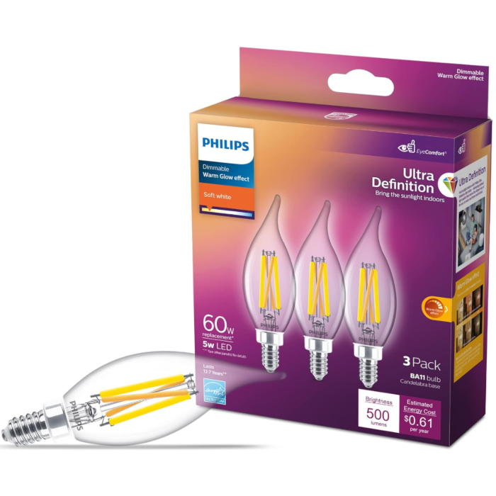 Philips 566687 - 5BA11/PER/UD/CL/G/E12/WGD 6/3PF T20 LED BA11 Bulb
