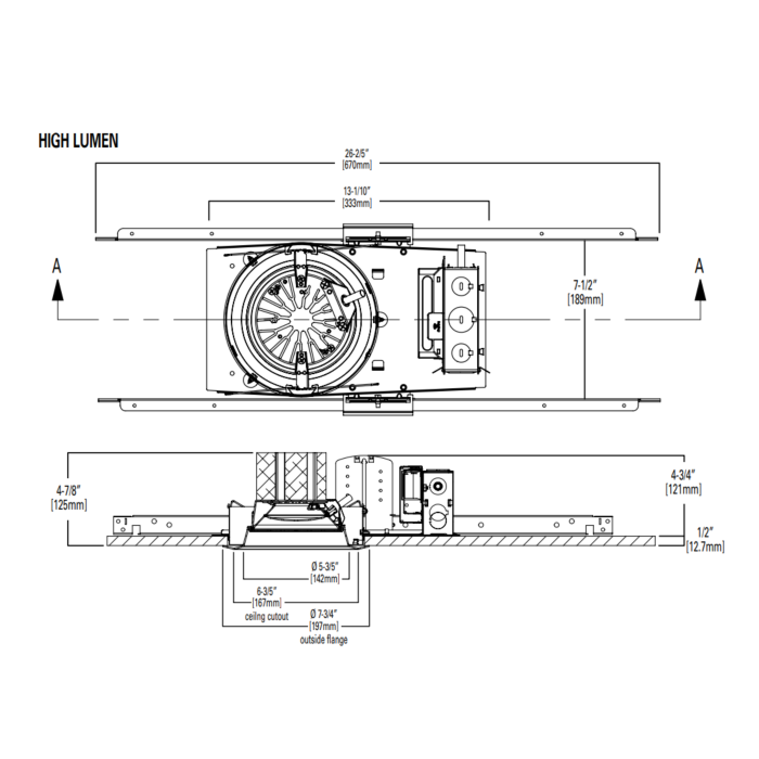 Halo PR6RFS12D010 6" aperture new construction, retrofit and surface downlight