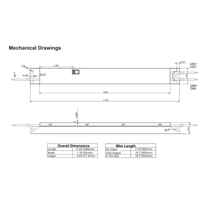 PYCC-1M1UNV085S-40L Fulham Linear PONY Selectable (PYCC) 40W Constant Current LED Driver