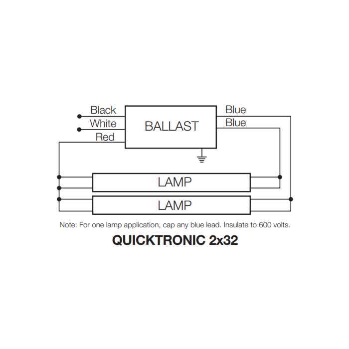 Sylvania Quicktronic 49943 (49906) QTP2x32T8/UNV ISN-SC T8 Electronic Fluorescent Ballast