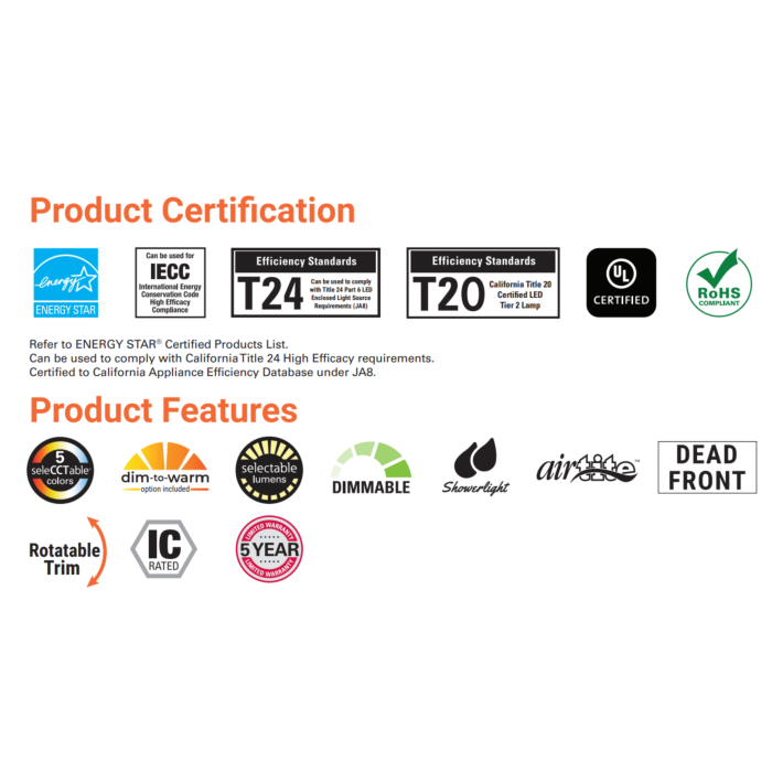 Halo RSQ4LS9FSD2W1EWH RSQ4 4” Square RecessedBaffle LED Trim 