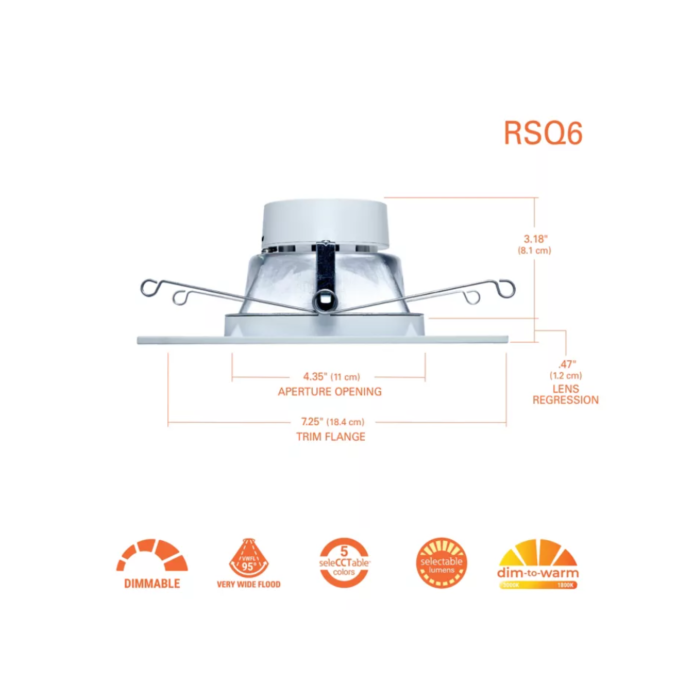 Halo RSQ6LS9FSD2W1EWH RSQ6 6” Square Recessed
Baffle LED Trim 
