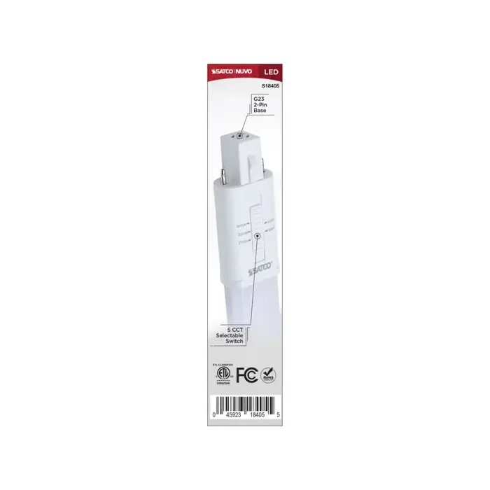 Satco S18405 - 4.5W/LED/CFL/5CCT/G23/BP 4.5 Watt LED PL 2-PIN Lamp - EIGHT UNITS Remaining!!!