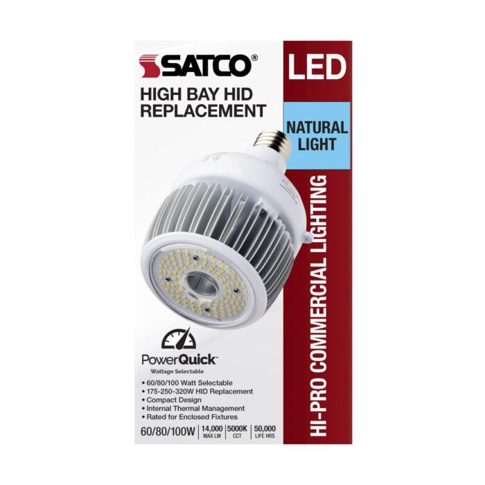 SATCO S33113 100W/LED/HID-HB/5K/100-277V Wattage Selectable HID LED Lamp