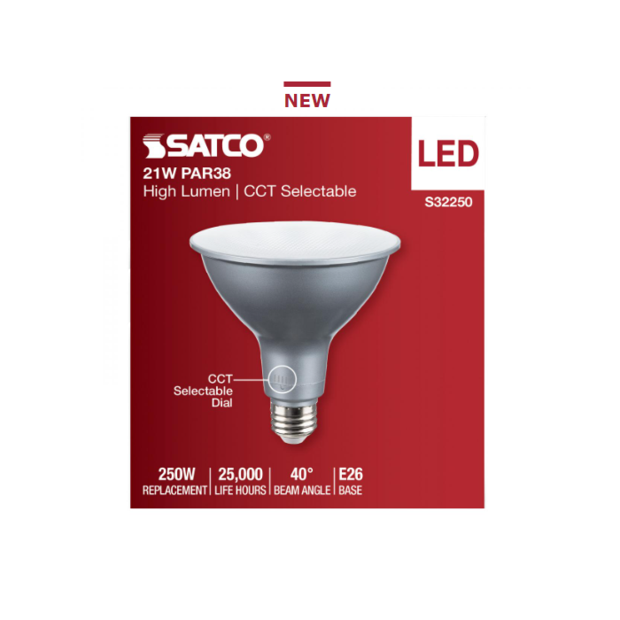 Satco S32250 High Lumen LED PAR38 Bulb - 21PAR38/5CCT/HL/120V/D