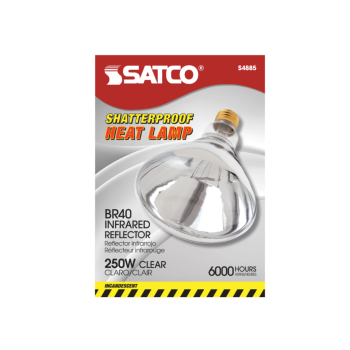 Satco S4885 - 250BR40/1/TF Shatterproof BR40 Heat Lamp, Clear