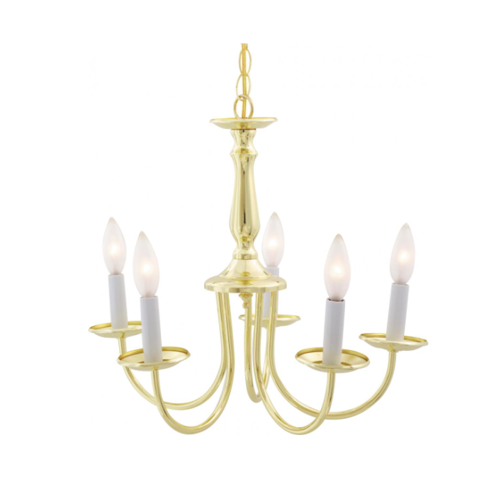 Nuvo SF76-280 5 Light - Chandelier With Candlesticks - Polished Brass Finish