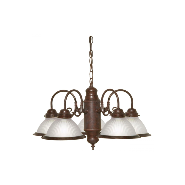 Nuvo SF76-694 5 Light - Chandelier With Frosted Ribbed Glass - Old Bronze Finish