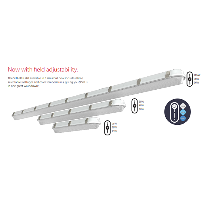 RAB Lighting SHARK®Field-Adjustable Linear Washdown 2'