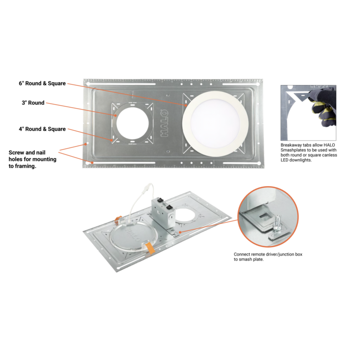 Halo SP346RS 3"/4"/6" Round/Square Smash Plate