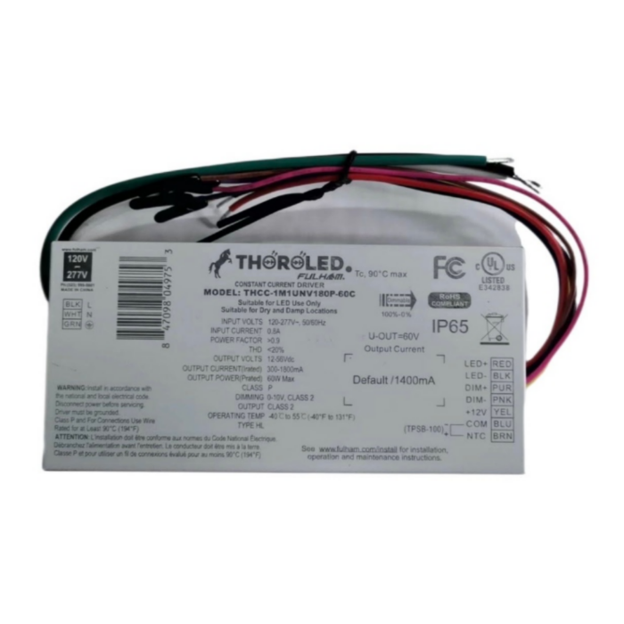 THCC-1M1UNV180P-60C Fulham ThoroLED Programmable Indoor 60W Constant Current LED Driver