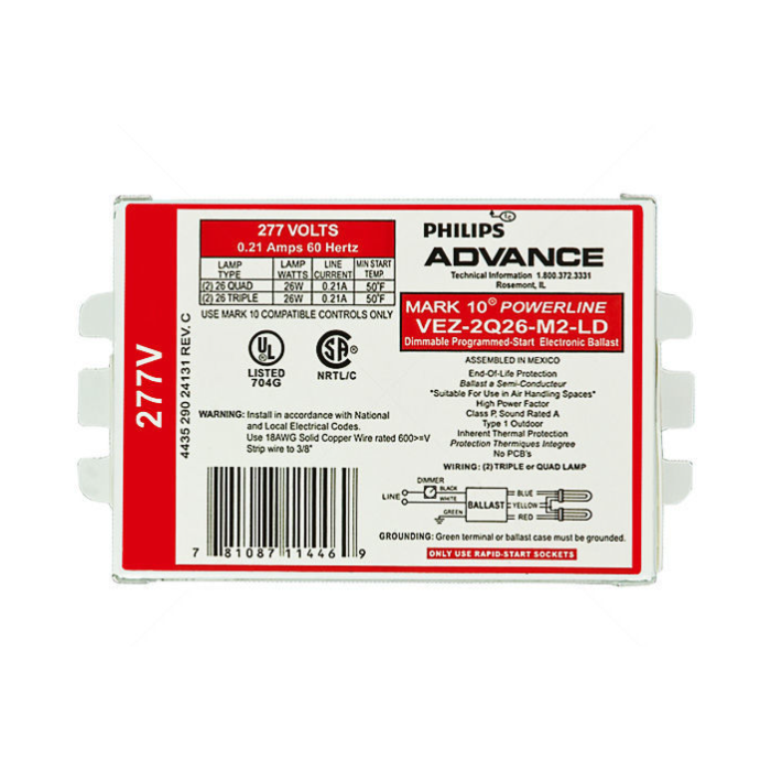 Advance Mark 10 VEZ-2Q26-M2-LD  CFL Electronic Dimming Ballast - *DISCONTINUED*