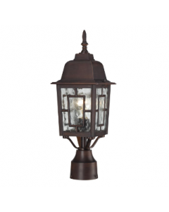 Nuvo 60-4928 Banyan - 1 Light 17" Post Lantern with Clear Water Glass - Rustic Bronze Finish