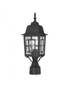 Nuvo 60-4929 Banyan - 1 Light 17" Post Lantern with Clear Water Glass - Textured Black Finish