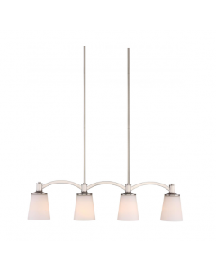 Nuvo 60-5875 Laguna - 4 Light Island Pendant with White Glass - Brushed Nickel Finish