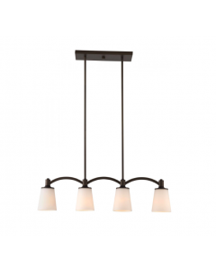 Nuvo 60-5975 Laguna - 4 Light Island Pendant with White Glass - Forest Bronze Finish