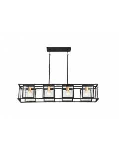 Nuvo 60-6417 Payne - 4 Light Island Pendant with Clear Beveled Glass - Midnight Bronze Finish