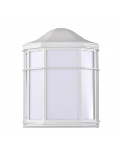 Nuvo 62-1396 LED Cage Lantern Fixture; White Finish with White Linen Acrylic