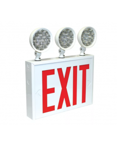 Atlite RCS283LED Steel Combo LED Emergency & Exit Sign, Double-Face, 3-Head Light, NYC Compliant