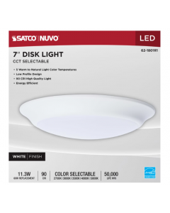 Nuvo 62-1801R1 - 7 inch LED Disk Light; 5-CCT Selectable; White Finish; 120V