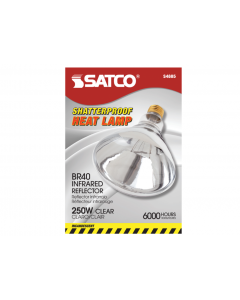Satco S4885 - 250BR40/1/TF Shatterproof BR40 Heat Lamp, Clear