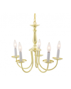 Nuvo SF76-280 5 Light - Chandelier With Candlesticks - Polished Brass Finish