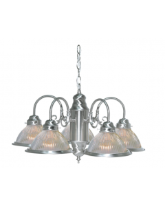 Nuvo SF76-444 5 Light - Chandelier With Clear Ribbed Glass - Brushed Nickel Finish