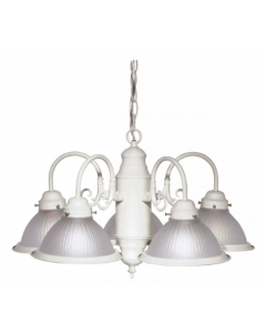 Nuvo SF76-693 5 Light - Chandelier With Frosted Ribbed Glass - Textured White Finish