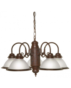 Nuvo SF76-694 5 Light - Chandelier With Frosted Ribbed Glass - Old Bronze Finish