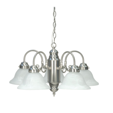 Nuvo 60-1290 5 Light - Chandelier With Alabaster Glass - Brushed Nickel Finish