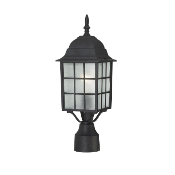 Nuvo 60-4909 Adams - 1 Light 17" Post Lantern with Frosted Glass - Textured Black Finish