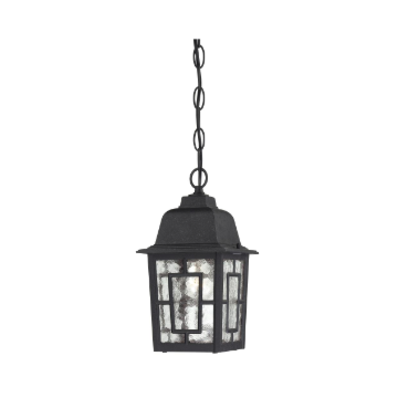 Nuvo 60-4933 Banyan - 1 Light 11" Hanging Lantern with Clear Water Glass - Textured Black Finish