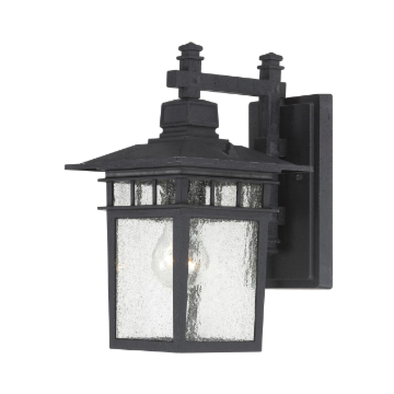 Nuvo 60-4953 Cove Neck - 1 Light 12" Wall Lantern with Clear Seed Glass - Textured Black Finish