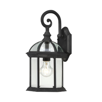 Nuvo 60-4963 Boxwood - 1 Light 15" Wall Lantern with Clear Beveled Glass - Textured Black Finish