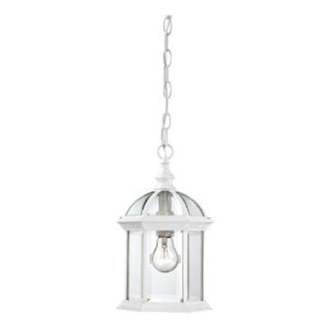 Nuvo 60-4977  Boxwood - 1 Light 14" Hanging Lantern with Clear Beveled Glass - White Finish
