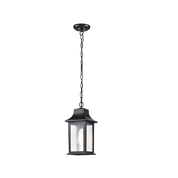 Nuvo 60-5958 Stillwell Collection Outdoor 14 inch Hanging Light; Matte Black Finish with Clear Water Glass