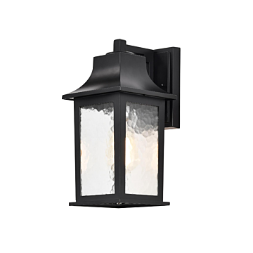 Nuvo 60-5959 Stillwell Collection Outdoor 13 inch Wall Light; Matte Black Finish with Clear Water Glass
