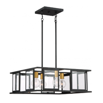 Nuvo 60-6414 Payne - 4 Light Pendant with Clear Beveled Glass - Midnight Bronze Finish