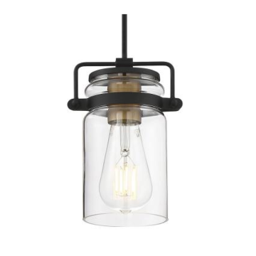 Nuvo 60-6733 Antebellum - 1 Light Mini Pendant - with Clear Glass - Black and Aged Gold Finish 