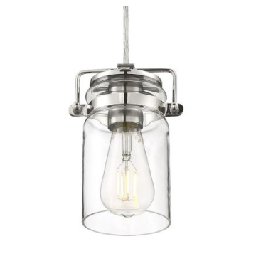 Nuvo 60-6734 Antebellum - 1 Light Mini Pendant - with Clear Glass - Polished Nickel 