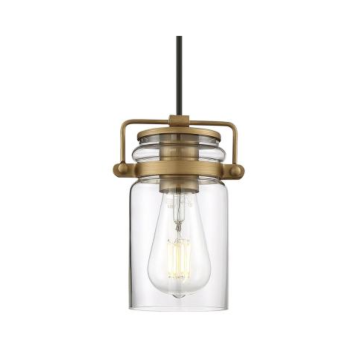 Nuvo 60-6735 Antebellum - 1 Light Mini Pendant - with Clear Glass - Vintage Brass Finish 