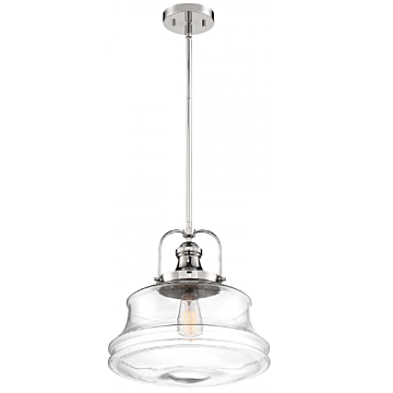 Nuvo 60-6758 Basel - 1 Light Pendant - with Clear Glass - Polished Nickel Finish