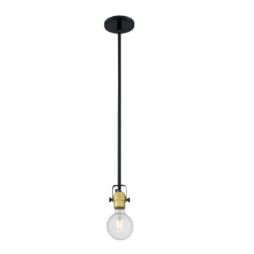 Nuvo 60-6987 - Mantra; 1 Light; Mini Pendant Fixture; Black Finish with Brushed Brass Sockets