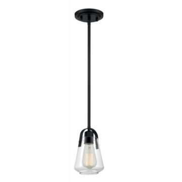 Nuvo 60-7106 - Skybridge - 1 Light Mini Pendant with Clear Glass - Matte Black Finish