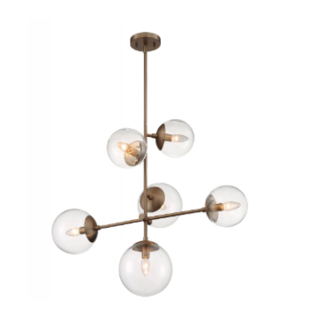 Nuvo 60-7125 Sky - 6 Light Pendant with Clear Glass - Burnished Brass Finish