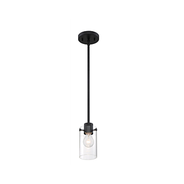 Nuvo 60-7270 - Sommerset; 1 Light; Mini Pendant Fixture; Matte Black Finish with Clear Glass