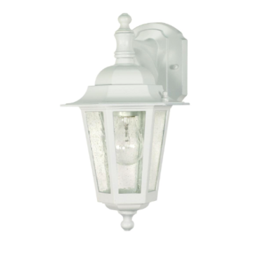Nuvo 60-988 Cornerstone - 1 Light 13" Wall Lantern - Arm Down with Clear Seeded Glass - White Finish